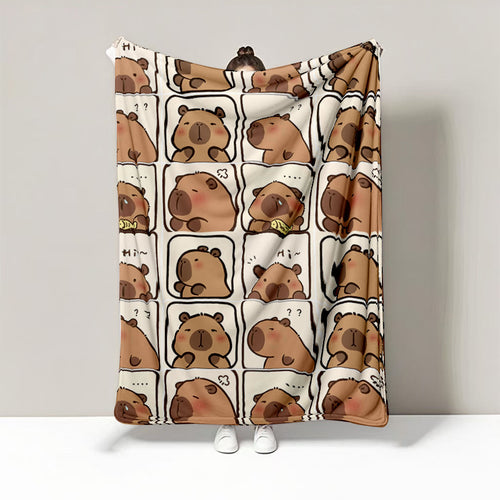 capybara comic grid kids blanket
