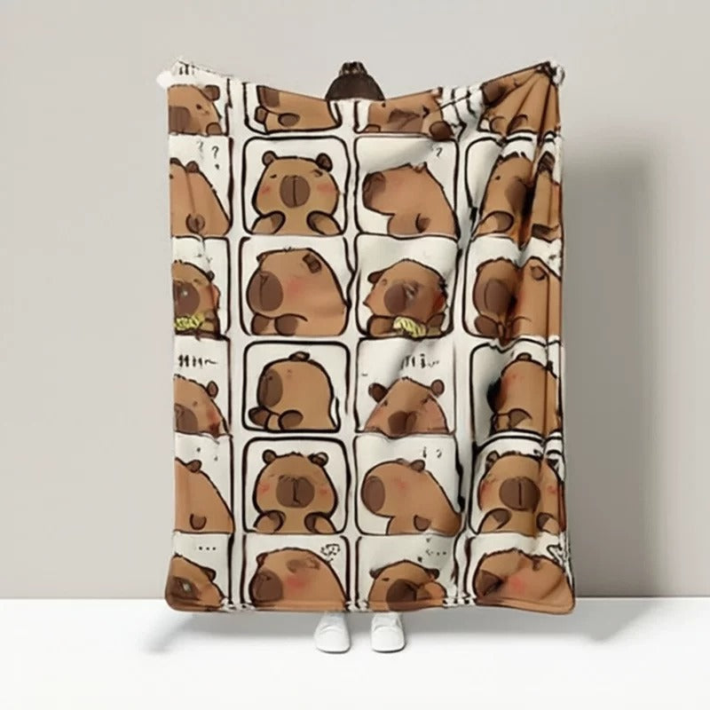 capybara comic grid kids blanket held up