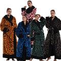 Leopard print lapel lounge robe in five colours