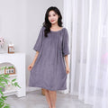 grey wearable coral fleece bath dress worn front