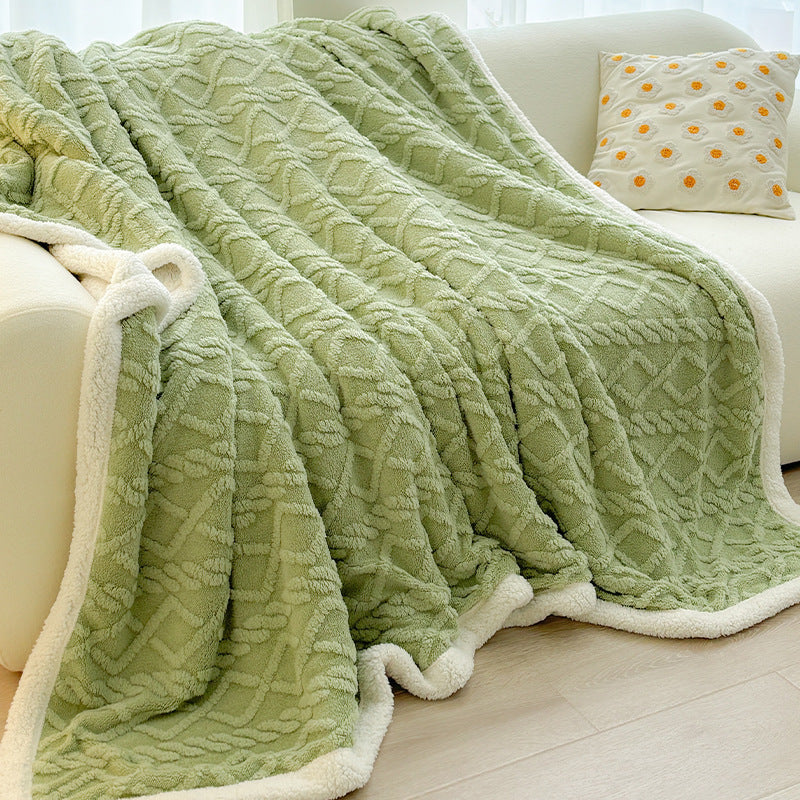 lamb fleece throw green sofa