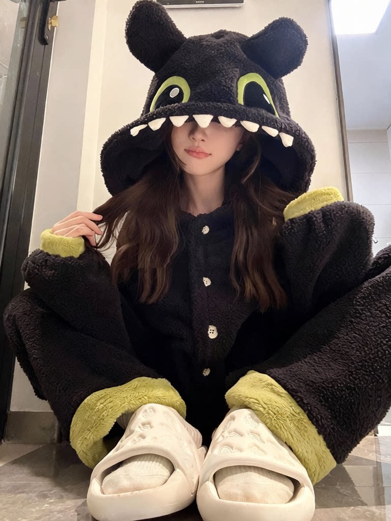 dragon pajama hood detail
