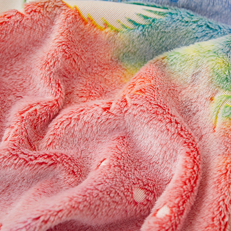 rainbow unicorn blanket plush fabric detail